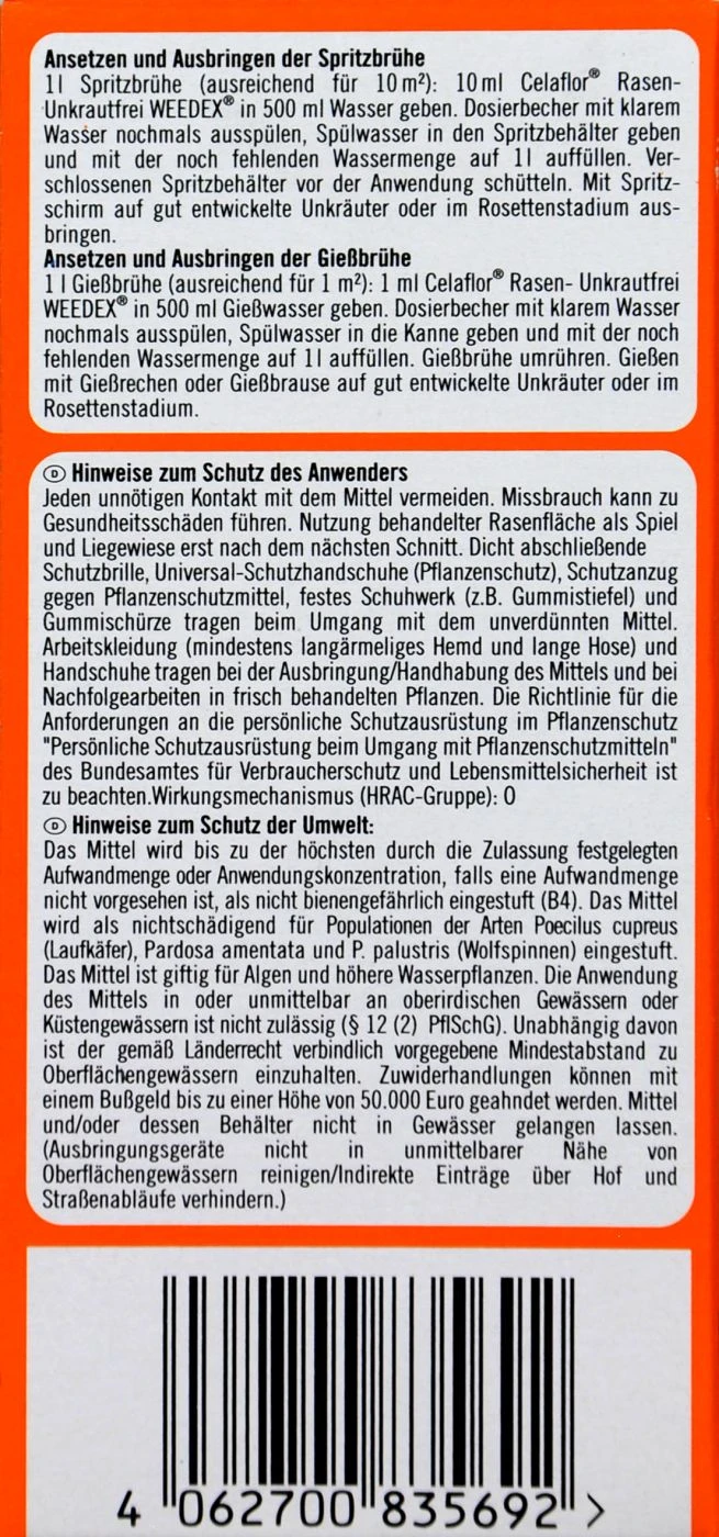 Celaflor Rasen-Unkrautfrei Weedex - 100 Ml 4 Celaflor Rasen-Unkrautfrei Weedex - 100 Ml – Bild 4