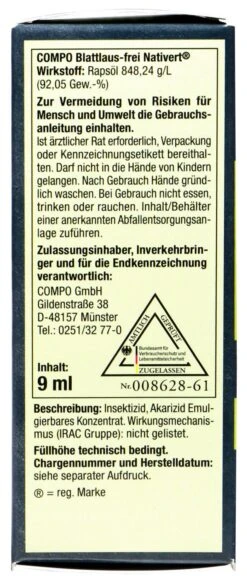 Compo Bio Nativert Blattlaus-Frei - 9 Ml -Ausgewählte Gartenpflegegeschäfte Compo20Bio20Nativert20Blattlaus Frei 31403 L01