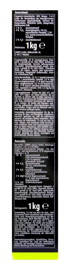 Compo Bio Naturdünger Guano - 1 Kg -Ausgewählte Gartenpflegegeschäfte Compo20Bio20Naturduenger20Guano 45225 R01