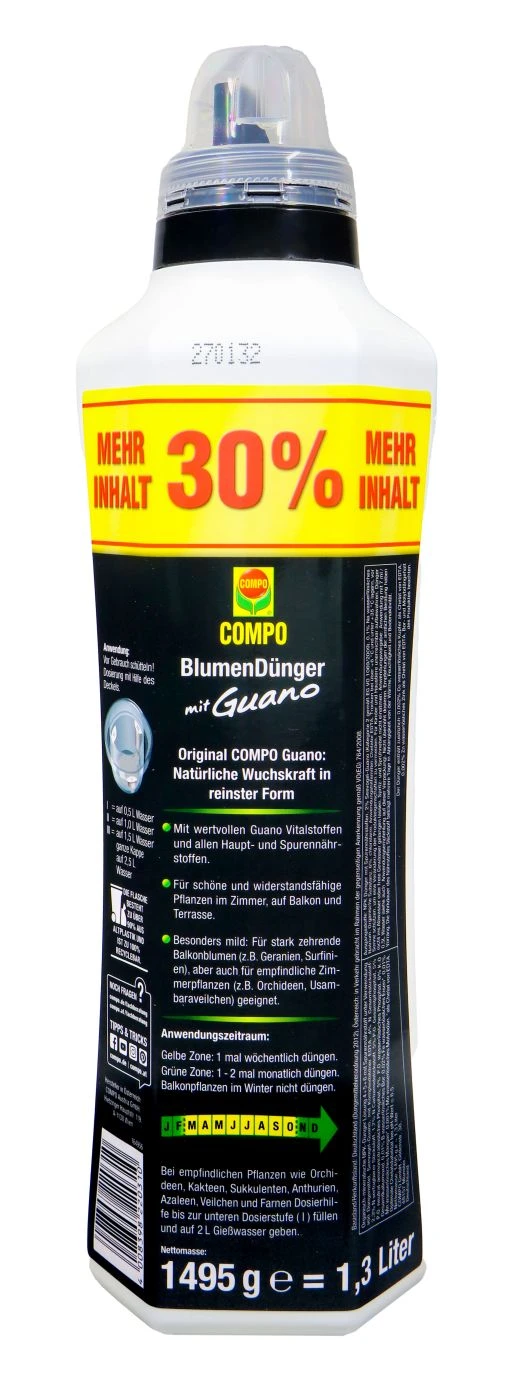 Compo Blumendünger Mit Guano - 1,3 L 2 Compo Blumendünger Mit Guano - 1,3 L – Bild 2