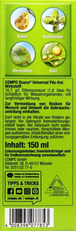 Compo Duaxo Universal Pilz-frei - 150 Ml -Ausgewählte Gartenpflegegeschäfte Compo20Duaxo20Universal20Pilz frei 31148 L01