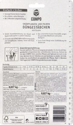 Neue Veröffentlichungen -Ausgewählte Gartenpflegegeschäfte Compo20Gruenpflanzen20und20Palmen20Duengestaebchen 36766 H01