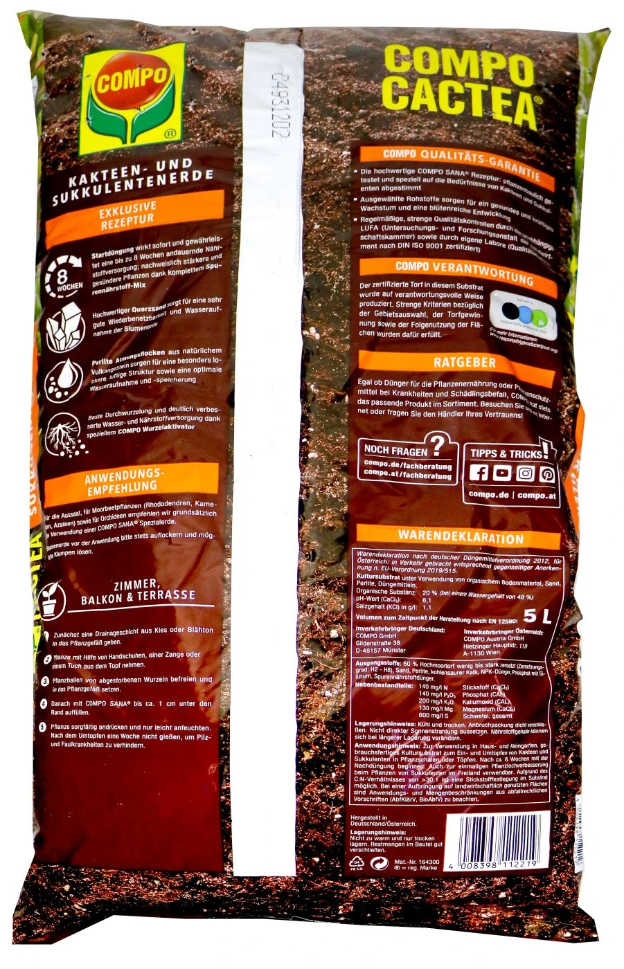 Compo Cactea Kakteen- Und Sukkulentenerde - 5 L 2 Compo Cactea Kakteen- Und Sukkulentenerde - 5 L – Bild 2