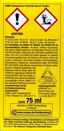 Compo Rasenunkraut-Vernichter Banvel Quattro - 75 Ml 6 Compo Rasenunkraut-Vernichter Banvel Quattro - 75 Ml -Ausgewählte Gartenpflegegeschäfte Compo20Rasenunkraut Vernichter20Banvel20Quattro 33419 L01