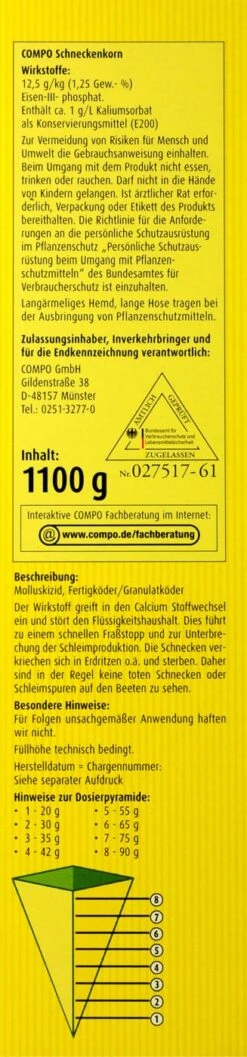 Compo Schneckenkorn - 1,1 Kg 7 Compo Schneckenkorn - 1,1 Kg -Ausgewählte Gartenpflegegeschäfte Compo20Schneckenkorn 31314 R01