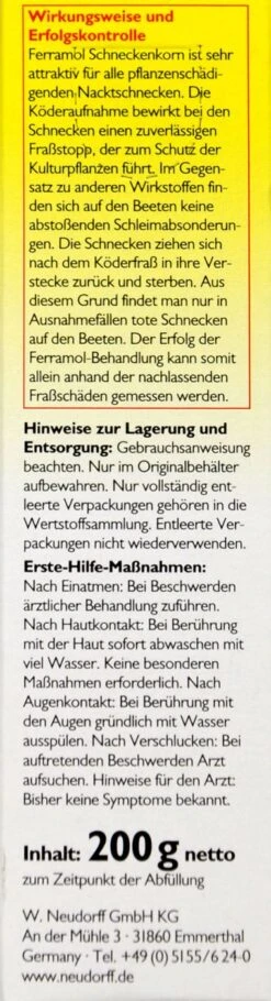 Neudorff Ferramol Schneckenkorn - 200 G -Ausgewählte Gartenpflegegeschäfte Neudorff20Ferramol20Schneckenkorn 32716 L01