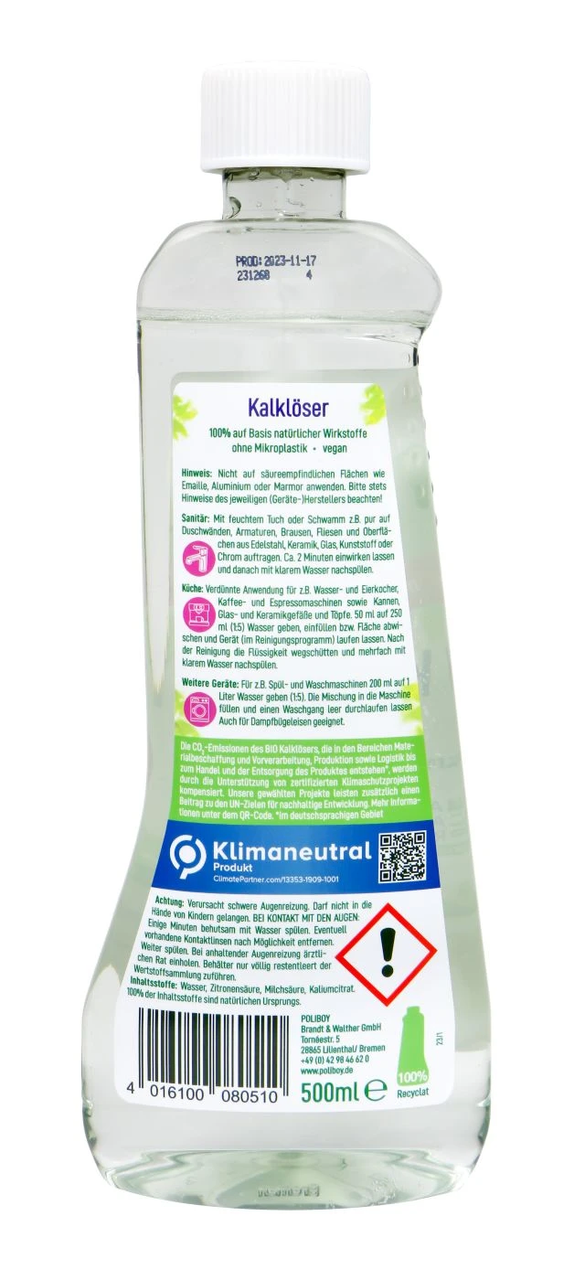 Poliboy Bio Kalklöser - 500 Ml 2 Poliboy Bio Kalklöser - 500 Ml – Bild 2
